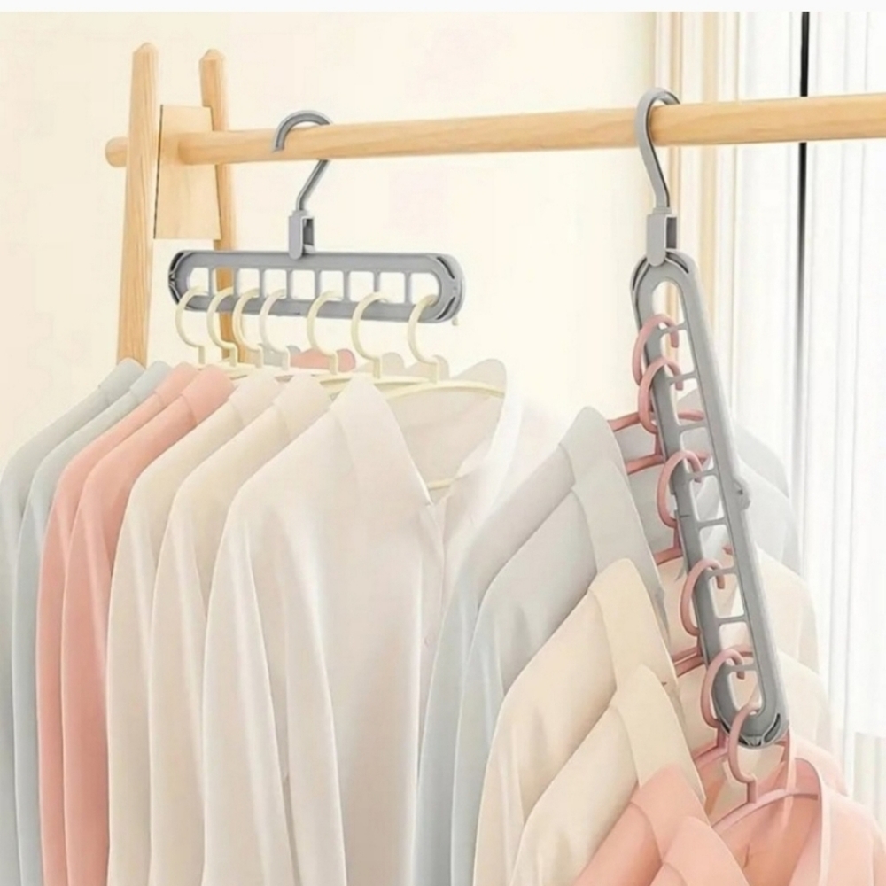 NWT! 1pc Gray Foldable 9-Hole Heavy Duty Clothing Hanger Organizer